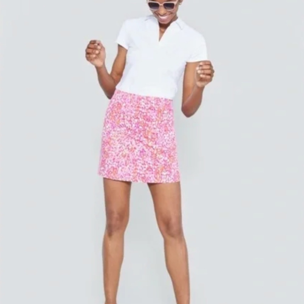 J McLaughlin Palm Spring Skort La Plage Pink Orange White Size Small